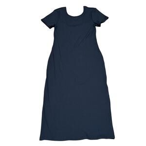 NWT No Comment Black Short Sleeve Ribbed Midi Shirt Dress Juniors Large